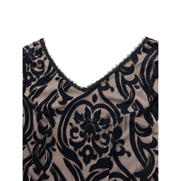 Soieblu Black Lace Overlay Beige Lining Dress Size Medium Romantic Whimsigoth - Picture 5 of 16